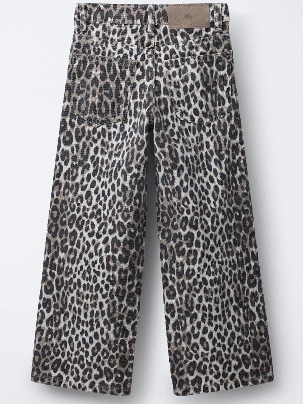 Zara Kids Girls Animal Print Wide Leg Brown Denim Pants Jeans 12-13